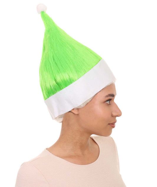 レディースグリーンサンタのエルフウィッグ H-3545 クリスマストロールウィッグ プレミアム通気性のあるキャップレスキャップ