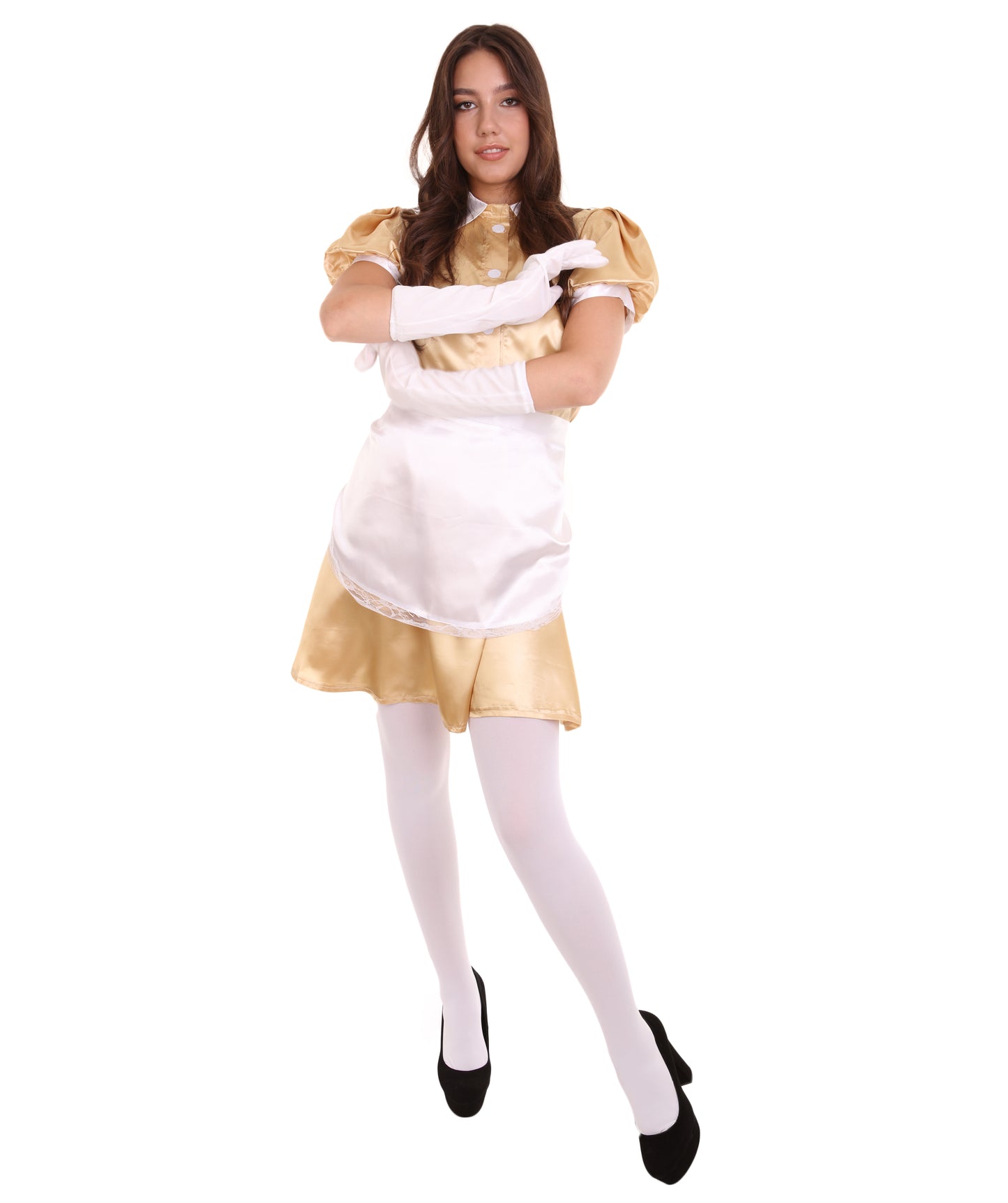 大人用女性の JCO-328_6 フレンチエプロンメイド制服 ゴールド コスプレコスチューム
