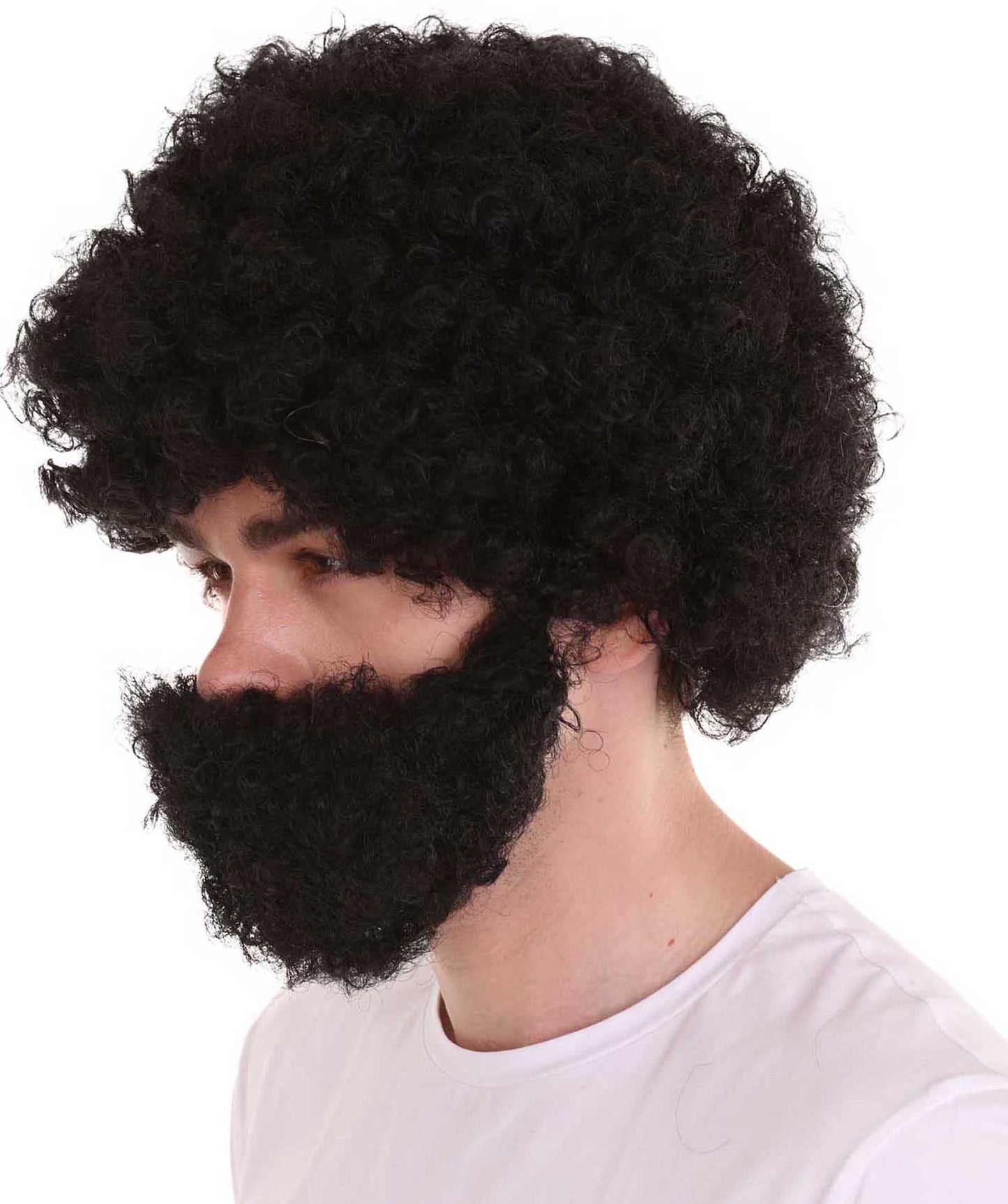 Wigs2you ハロウィンパーティー プレミアム メンズ H-637 ヒゲ&アフロウィッグ ブラックカラー