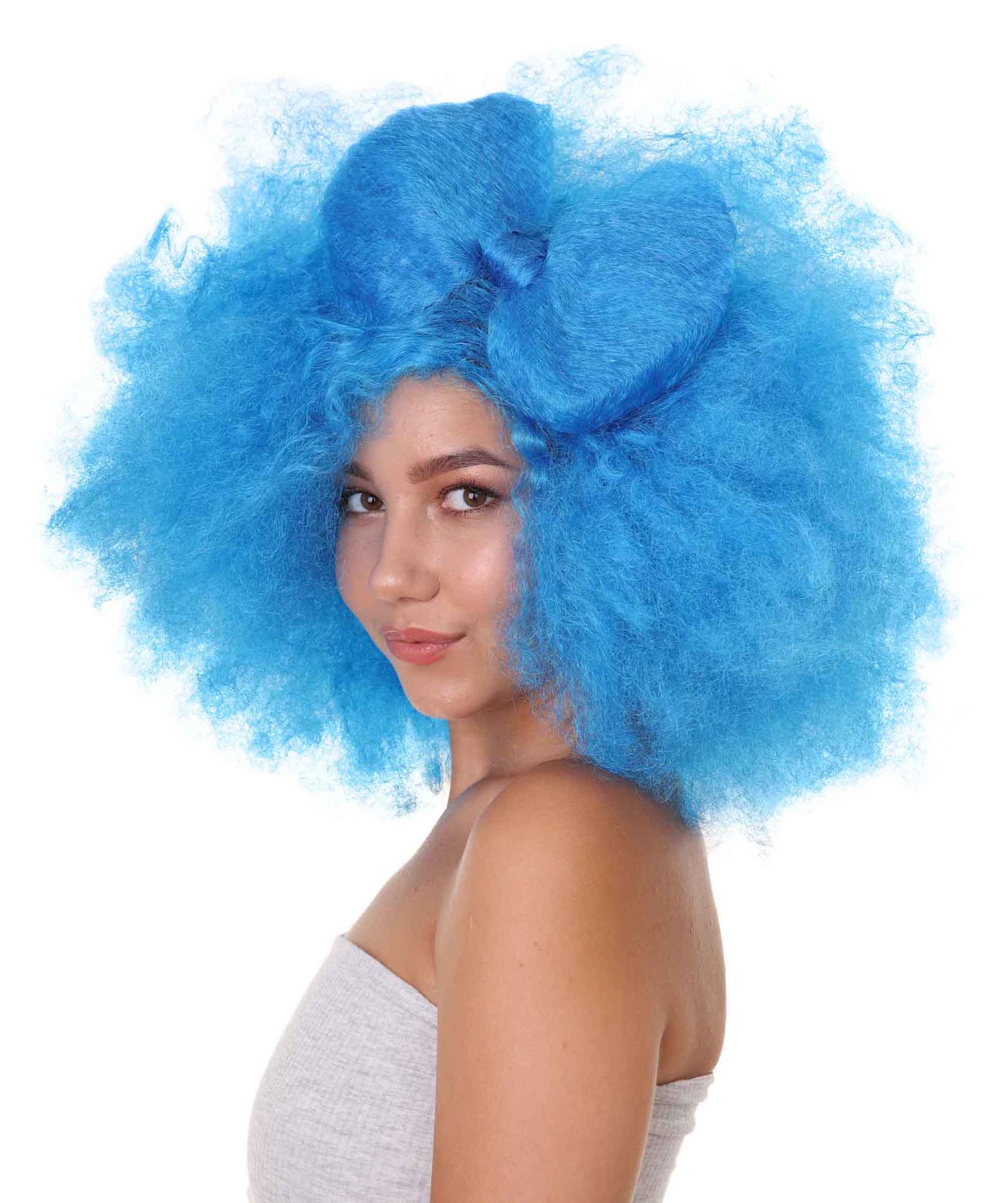 Wigs2you ハロウィン パーティー プレミアム レディース H-1240 着けやすい 快適なフィット感 ブルー アフロ スモール ボウウィッグ