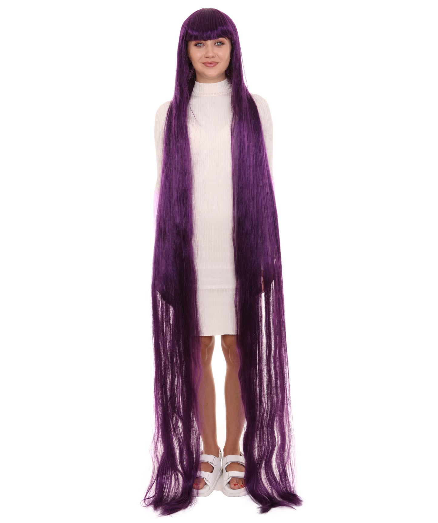 70エクストラロングバイオレット女性用ウィッグコレクション H-3263 華やかなハロウィンウィッグ プレミアム通気性のあるキャップレスキャップ