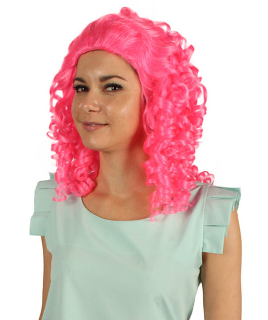 ハロウィンパーティ プレミアム H-4489 植民地時代のレディース 18世紀のカーリーピンクウィッグ