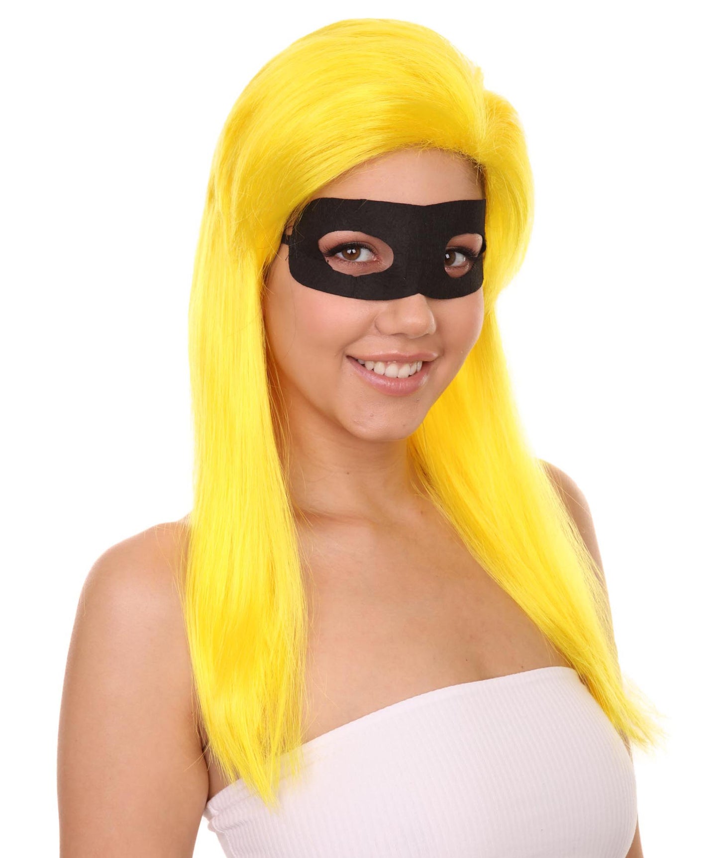 女性用 インクレディブルズ2 - インヴィジガール ヴァイオレット・パー イエローウィッグ マスクセット付き H-4593 TV/映画ウィッグ プレミアム 通気性の良いキャップレスキャップ
