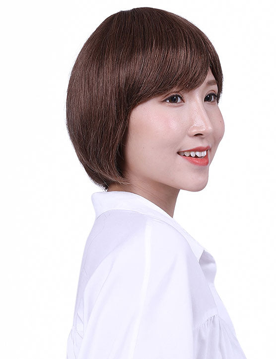 30歳〜40歳 若者の短い HT-019 100% ヒューマンヘア ナチュラルエレガンス ハンドタイド ヒューマンヘア束