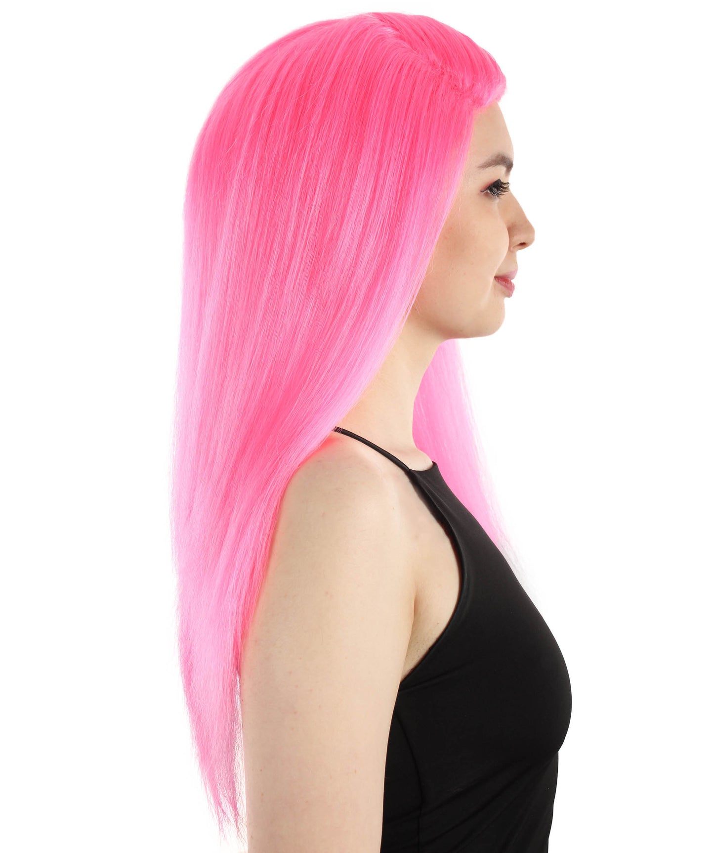 女性用ロングストレートサイドパートコスプレウィッグ ダークピンク H-5220_2 ファンシースタイル プレミアムハロウィンパーティーウィッグコレクション