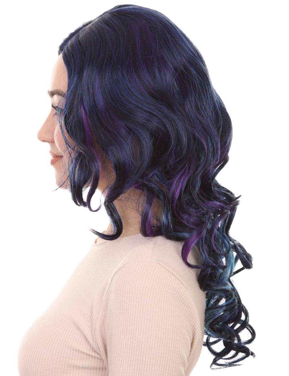 Wigs2you ハロウィンパーティー プレミアム レディース H-680 ダークブルー ウェーブウィッグ