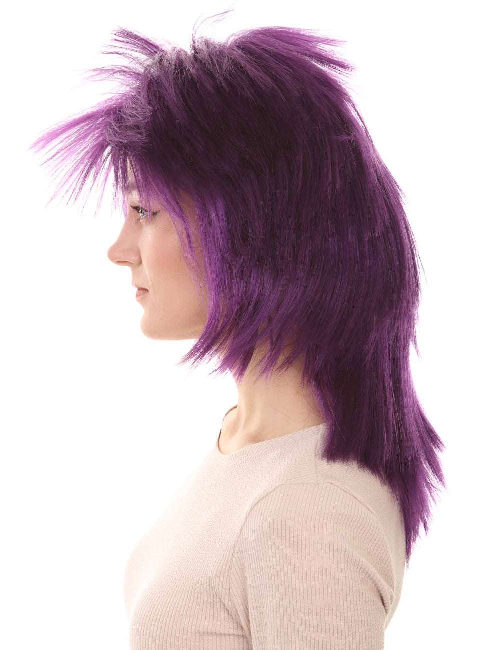 Wigs2you ハロウィン パーティー プレミアム H-1320 簡単に着用でき 快適なフィット感 80 年代女性バイオレット ロッカー スタイルウィッグ