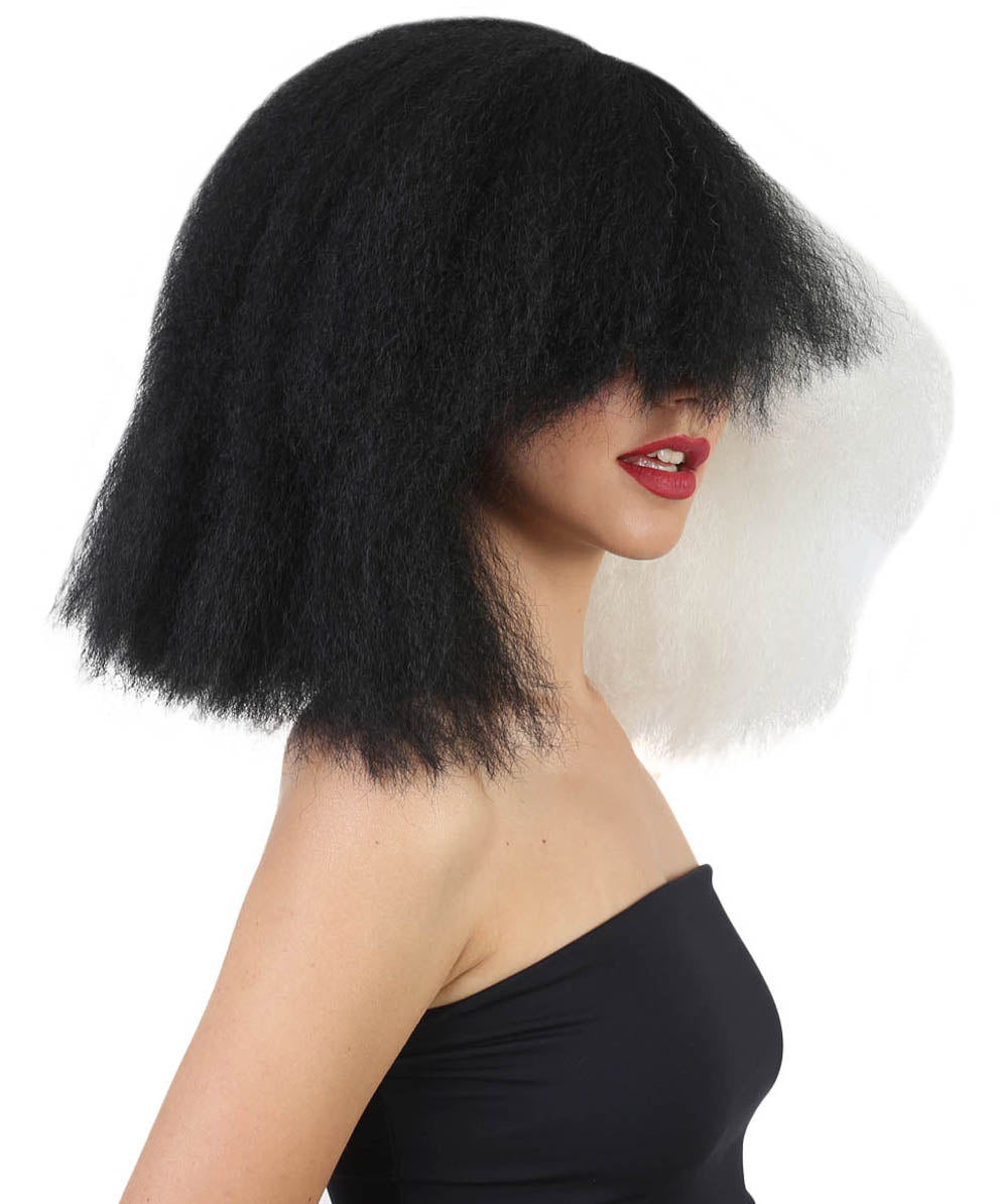 Wigs2you ハロウィンとパーティー プレミアム レディース H-491 SIA ブラックとホワイト ウィッグ Lサイズ