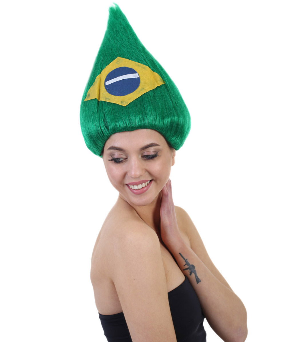 Wigs2youハロウィンパーティープレミアムレディースH-1881 着けやすい 非常に快適 ブラジル国旗トロールウィッグ