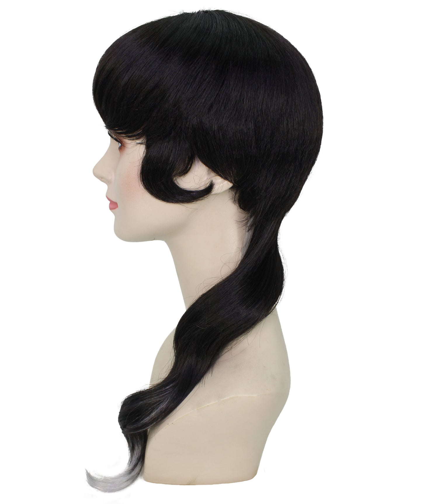 プレミアムレディースH-5934 ラットテイルダークグレーシンセティックヘアウィッグ ハロウィンに最適 難燃性合成繊維