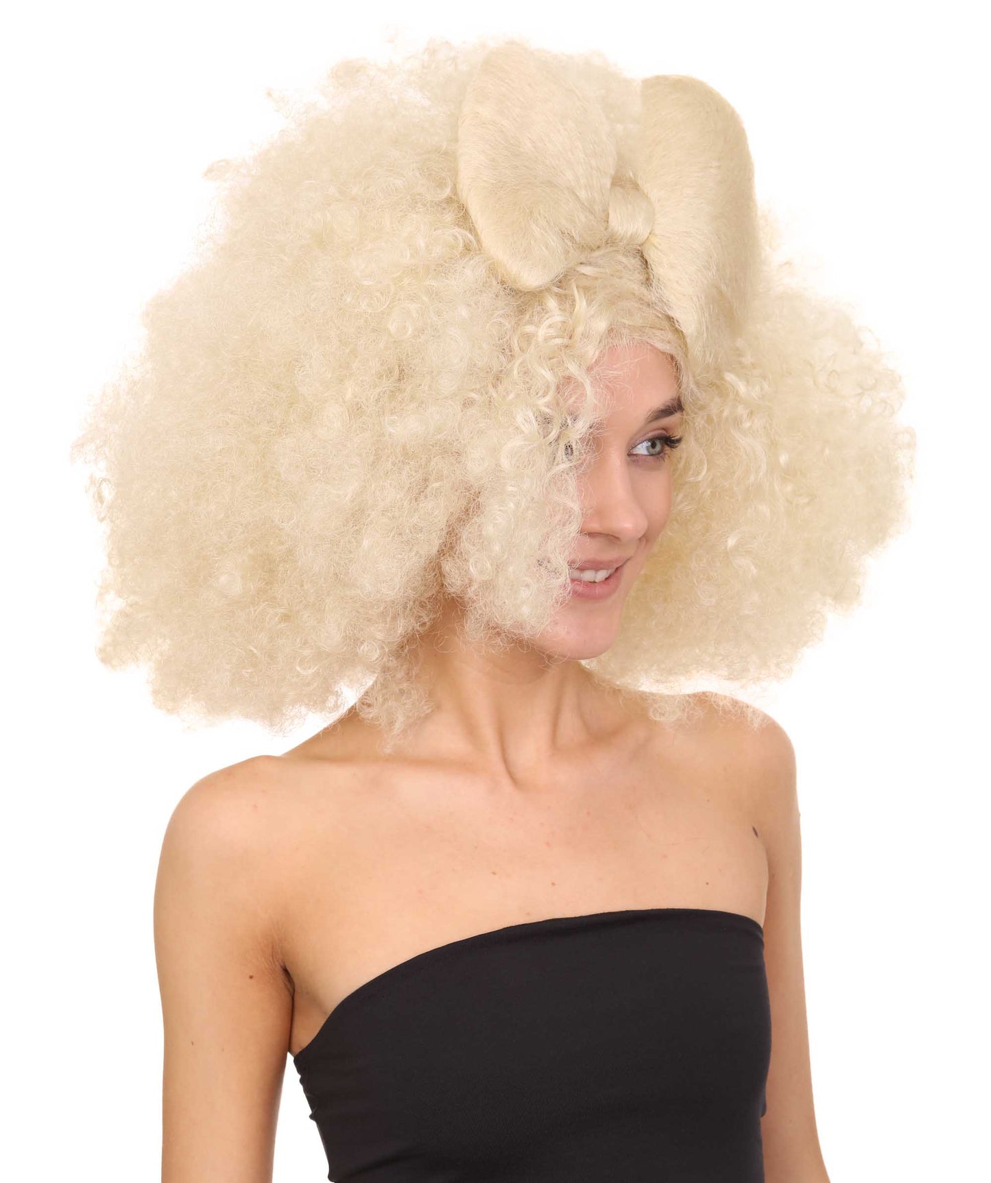 Wigs2you ハロウィン パーティー プレミアム レディース H-1252 着けやすい 快適なフィット感 ブロンド アフロ スモール ボウウィッグ