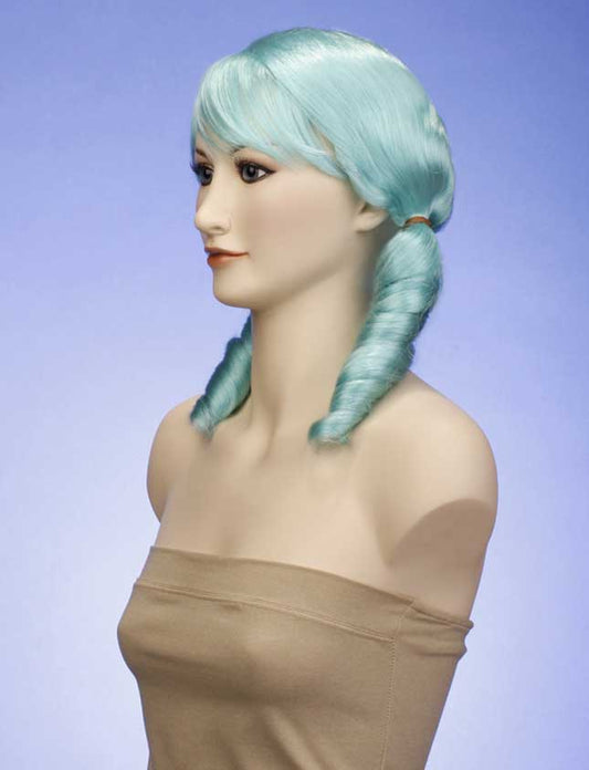 レディースファッション W-717 ミディアム ターコイズ コスプレパーティーウィッグ