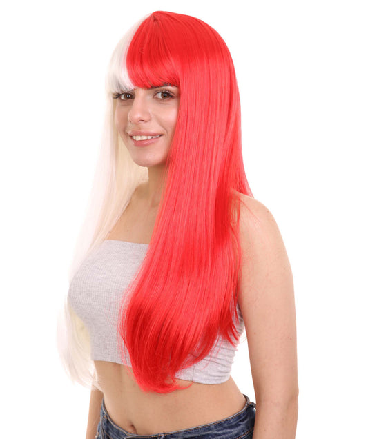 ハロウィンパーティープレミアムレディース H-4108 トーントーンホワイト&レッドロングボブウィッグコレクション