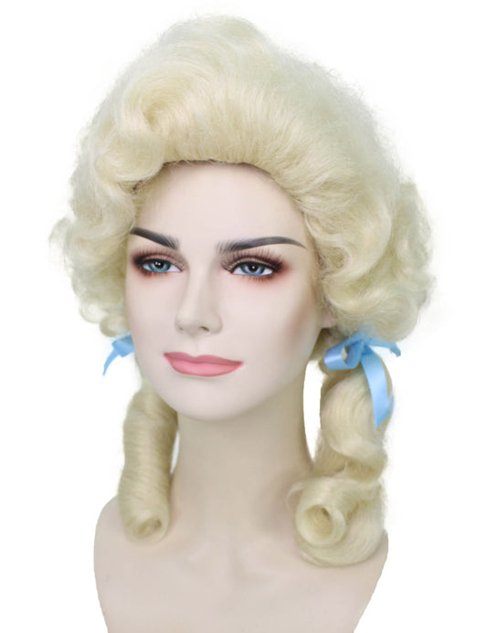 ウィメンズ H-5702 エリー・メイ・クランペット ブロンド ウィッグ ブルーヘアリボン2本付き
