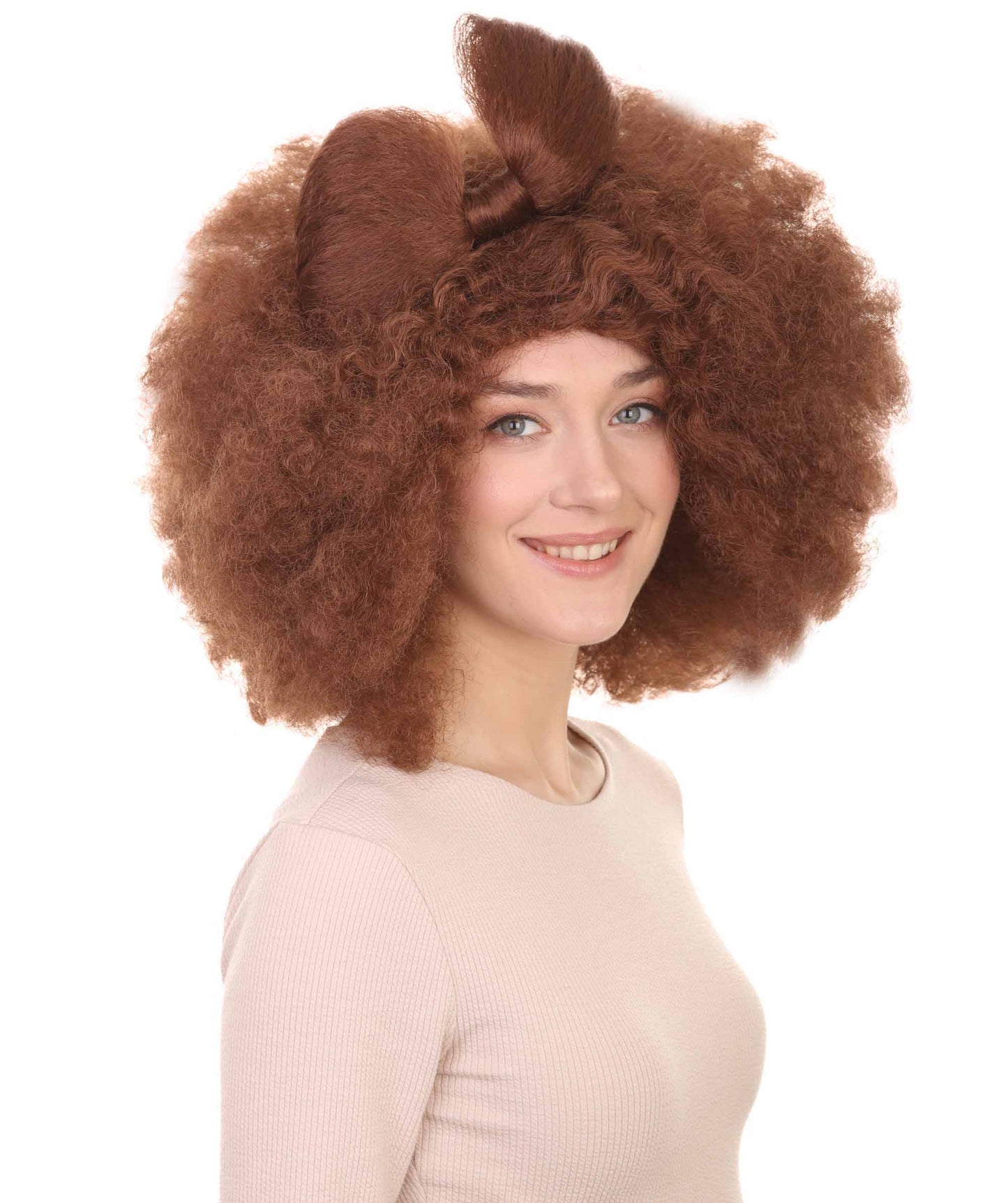 Wigs2you ハロウィン パーティー プレミアム レディース H-1257 着けやすい 快適なフィット感 アフロ スモール ボウウィッグ ミディアム ブラウン
