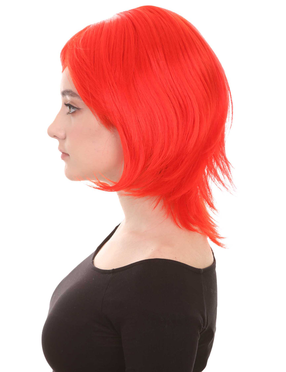 Wigs2you ハロウィン パーティー プレミアム H-1417 簡単に着用でき 快適なフィット感の女性ショート ネオンレッドウィッグ