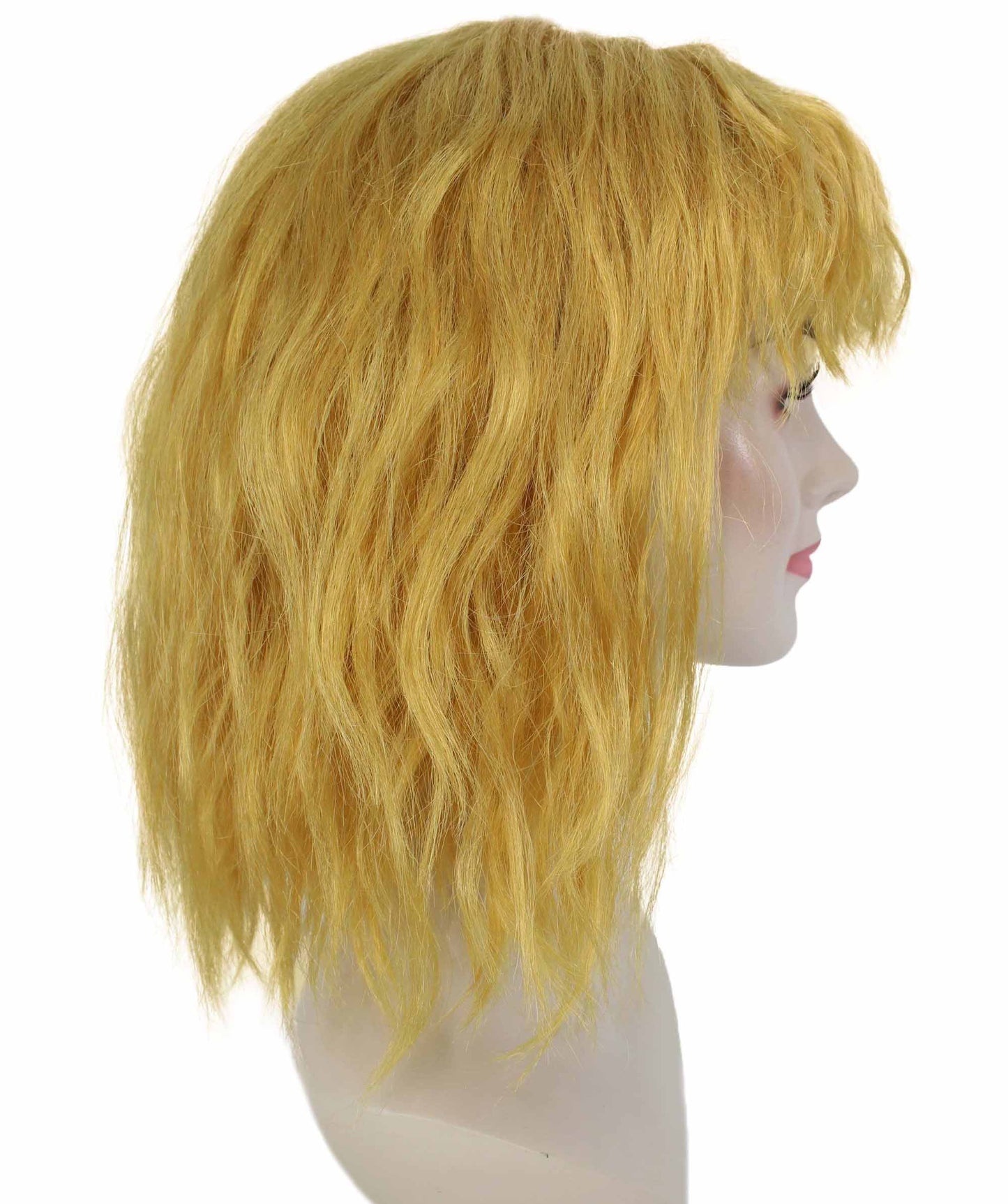 女性用 肩までの長さの前髪つき ウェービーコスプレウィッグ 金色 H-5229_6 ファンシースタイル プレミアムハロウィンパーティーウィッグコレクション