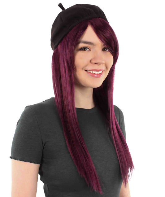 大人向け女性用 H-5795 グーフィー ドッグ アニメ ムービー ダークピンク コスプレ ウィッグ ハロウィンに最適 難燃性合成ファイバー