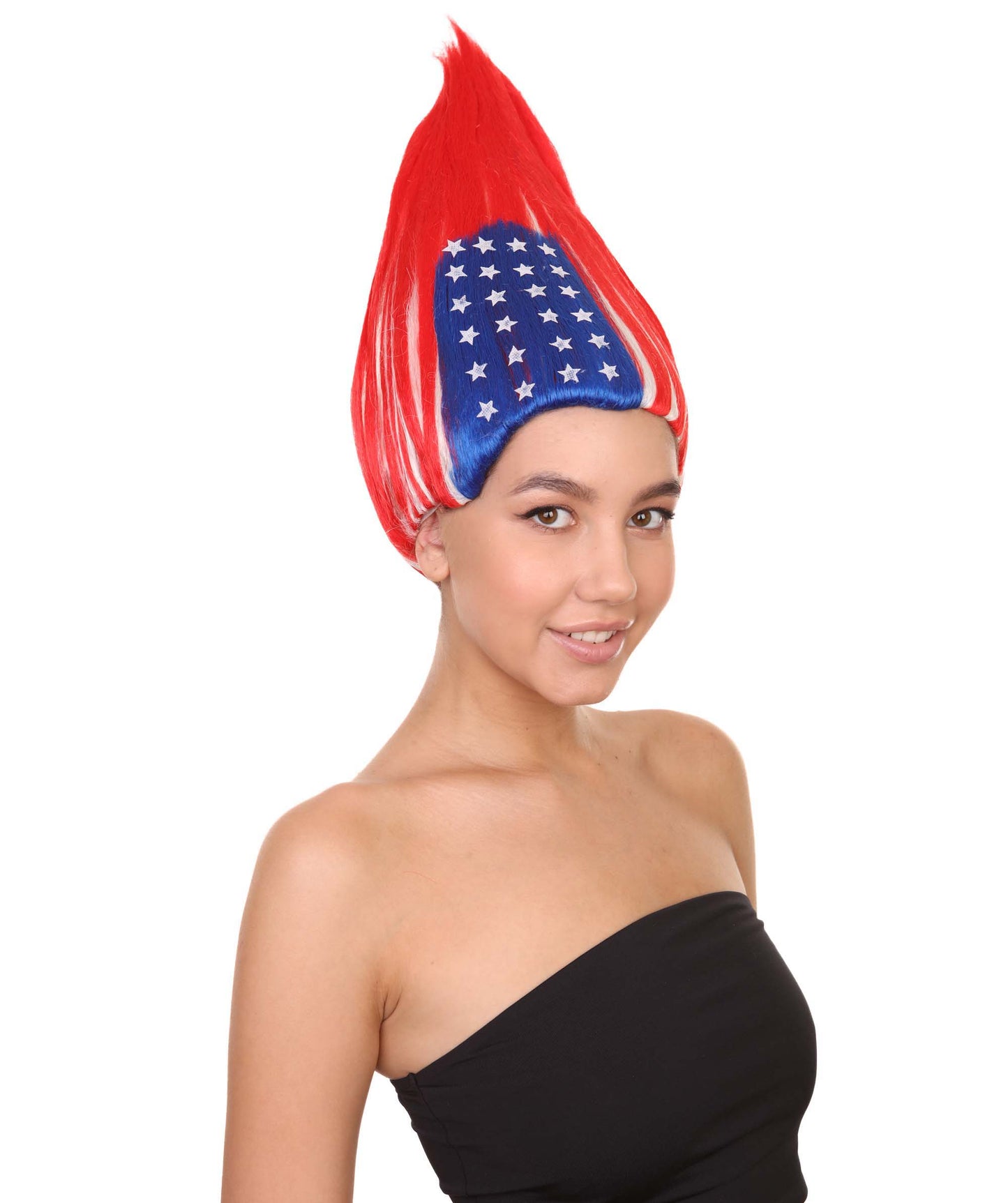 Wigs2you ハロウィンパーティープレミアム H-1796 着け心地が良い とても快適 女性用コスプレウィッグ アメリカ国旗 トロールズスタイル