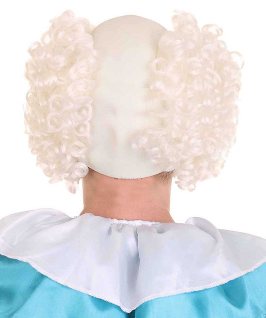 ハロウィーンパーティープレミアムメンズH-3681 スケアリーボールドクラウンカーリーホワイトウィッグ