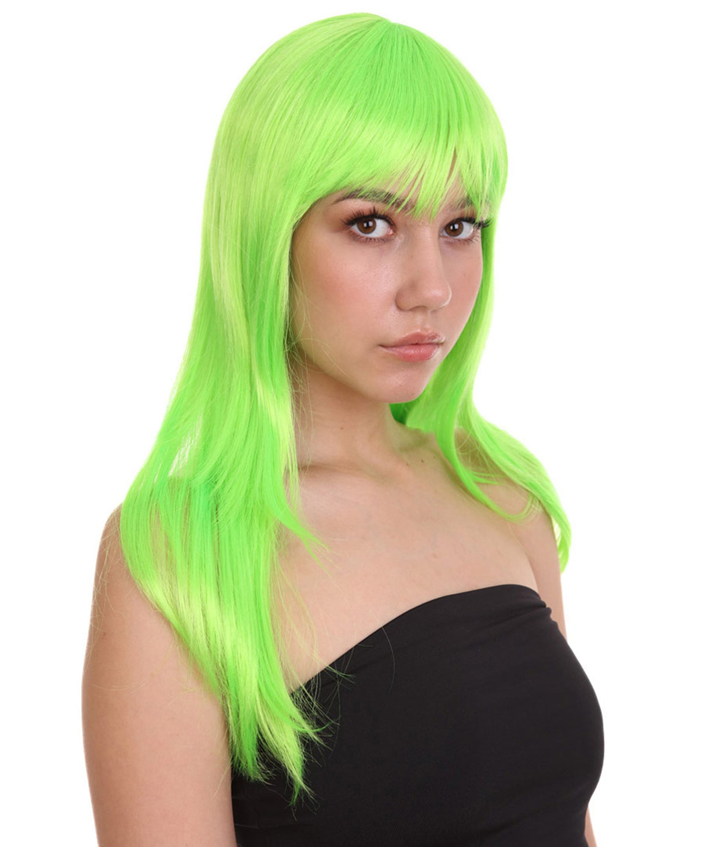 Wigs2you ハロウィンパーティープレミアムレディース H-1043 とても快適なグラマーグリーンウィッグ ライムカラー