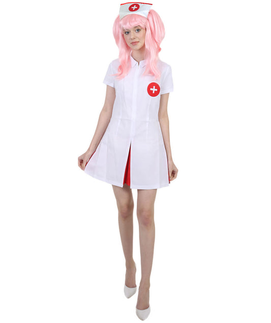 大人の女性用 JCO-003 "あーん" セクシーな看護師の役割プレイコスチューム 白のコスプレハロウィンコスチューム
