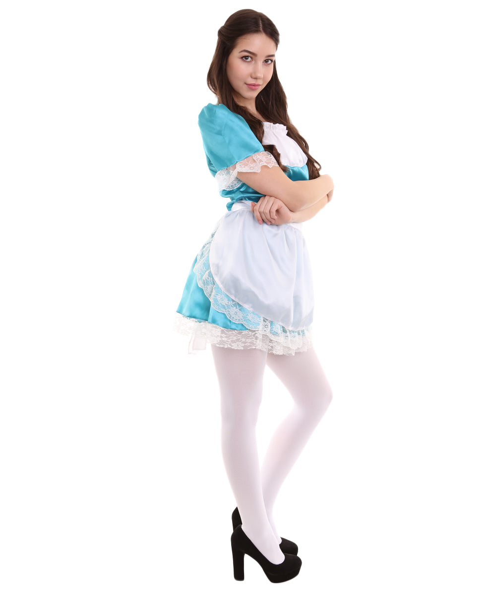 女性用 JCO-343_18 伝統的なメイドユニフォーム アクアブルー コスプレ コスチューム