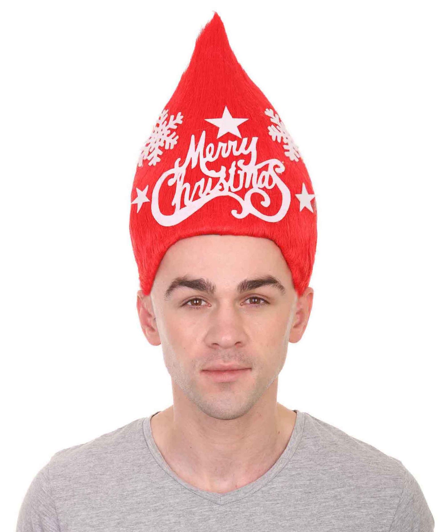 メンズ レッド クリスマスツリー トロール ウィッグ 1 H-2470 プレミアム 通気性のあるキャプレスキャップ