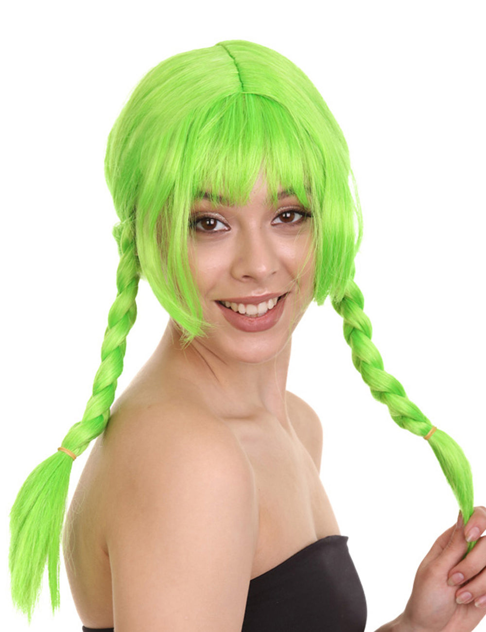 Wigs2you ハロウィンパーティープレミアムレディース H-1636 着用が簡単 とても快適 ピッピ ダークグリーン