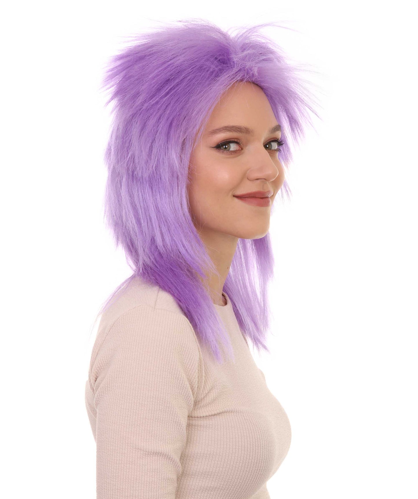 Wigs2you ハロウィン パーティー プレミアム H-1317 簡単に着用でき 快適なフィット感 80 年代女性ライラック ロッカー スタイルウィッグ