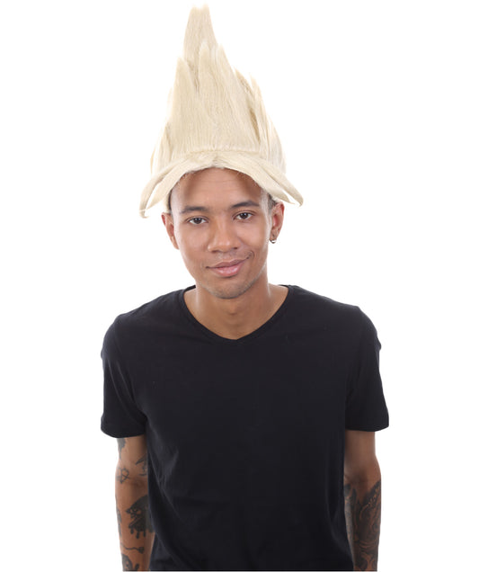 男性用「ドラゴンボールZ」ブロンドスパイクウィッグ H-4379 TV/映画ウィッグ プレミアム通気性キャップレスキャップ