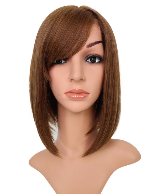 Wigs2you H-6902 女性用 11インチ ショートボブウィッグ | ライトブラウン合成繊維使用 | 手植え・自然な軽量通気性キャップ付きウィッグ