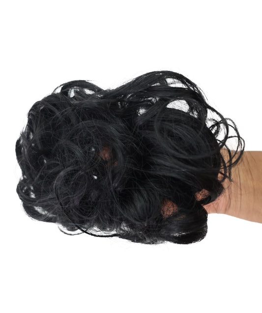 Wigs2you W-8471 レディース 人毛お団子ウィッグ カーリースタイル ナチュラルブラック ふんわりボリューム 簡単装着 ヘアピース