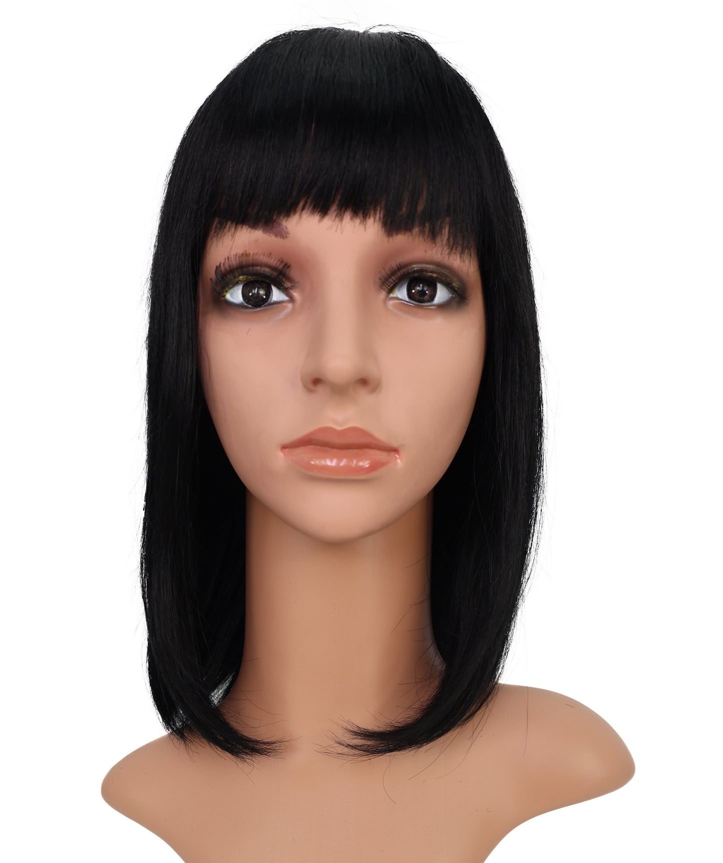 女性用医療用ウィッグ、100% 人毛、分け目とつむじのある自然な黒、フルハンドタイキャップ、Wigs2you HH-185 超リアルで自然な見た目のウィッグ。