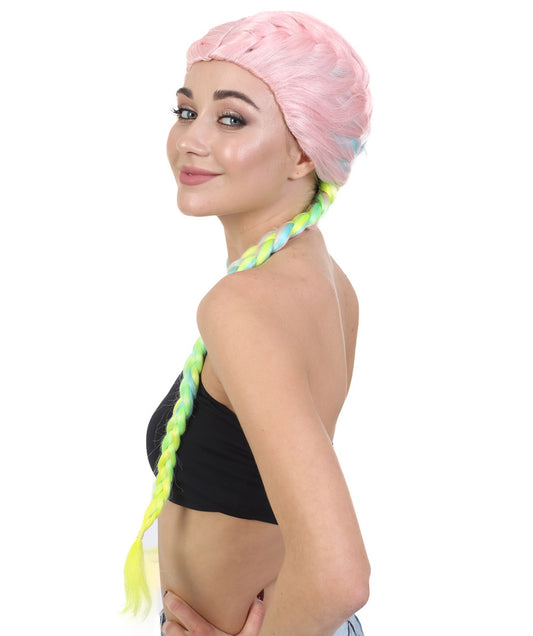 Wigs2you ハロウィンパーティープレミアムレディース H-1823 華やかに見える独占コスプレウィッグ カイリー・ジェンナ レインボー三つ編みスタイル