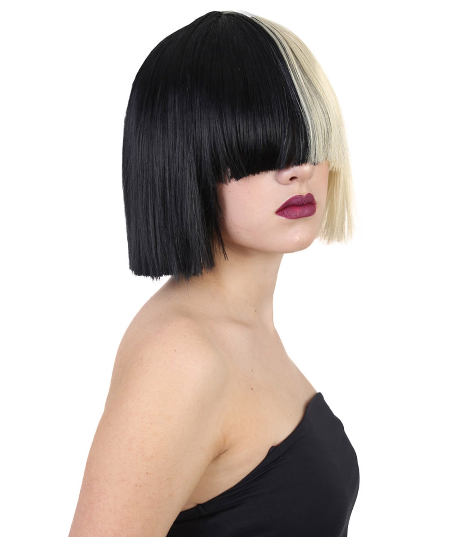 Wigs2you ハロウィンとパーティー プレミアム レディース H-488 SIA ブラックとブロンド ウィッグ Sサイズ