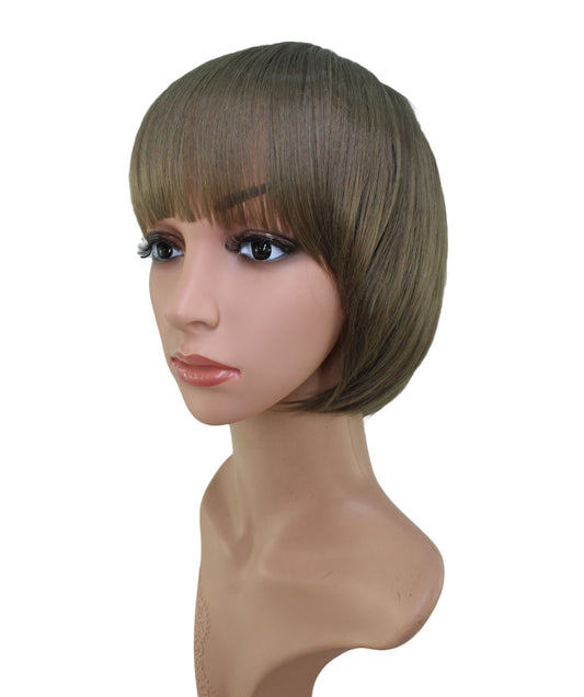 "耐熱商品☆トップに重みを持たせたショートヘア!毛先の軽やかさとお目めパッチりなパッツン前髪が可愛い♪ ウィッグネット付き♪ W-596 "