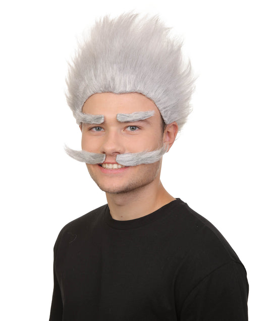 メンズ H-6043 アニメキャラクター グレー ウィッグ ヒゲ付き ハロウィンにぴったり 難燃性合成繊維