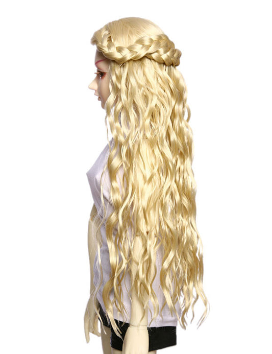 スペシャルなアイディアのブレイドバングを持つ緩やかなソフトウェービースタイルの人形のウィッグ W-624 プラチナブロンドで グラマラスな形状