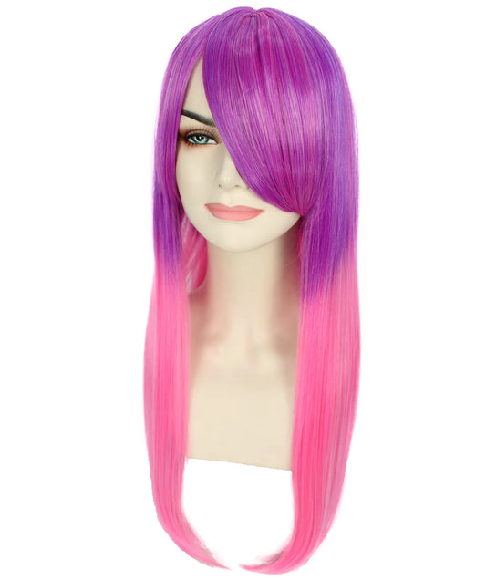 女性 ピンク ロング ストレートウィッグ H-5103 プレミアム 通気性の良いキャップレスキャップ