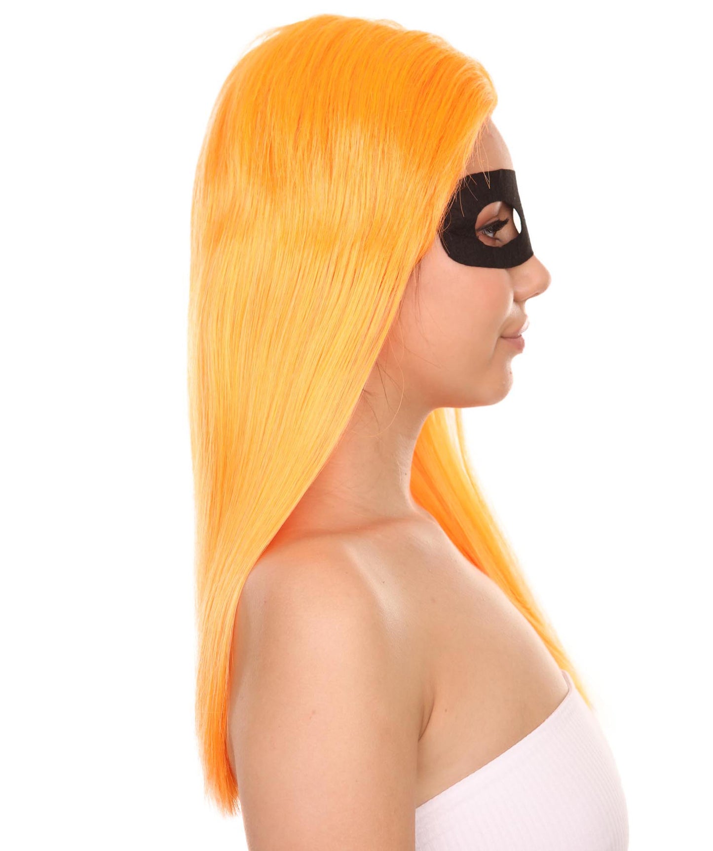 女性用 インクレディブルズ2 - インヴィジガール ヴァイオレット・パー オレンジウィッグ マスクセット付き H-4592 TV/映画ウィッグ プレミアム 通気性の良いキャップレスキャップ