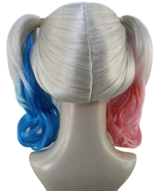 女性用マルチストレートショルダーピッグテイルズレングス トレンディバブルガムヴィランウィッグ マルチカラー H-5288 プレミアムパーティーウィッグコレクション