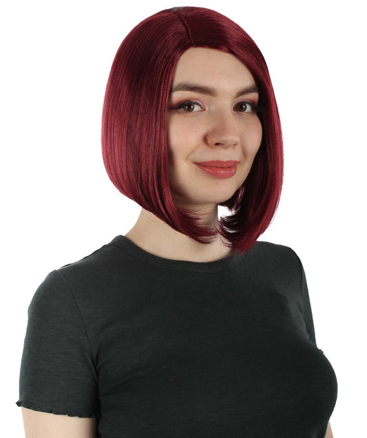 女性用ショルダーレングスフラッパーウィッグ バーガンディ H-5375_17 合成繊維ヘア ハロウィンパーティーウィッグコレクション