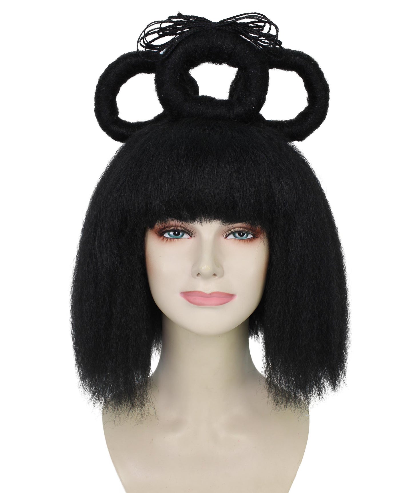 女性用H-5877 ブラック アップド ゲイシャ ウィッグ ハロウィンに最適 難燃性合成ファイバー
