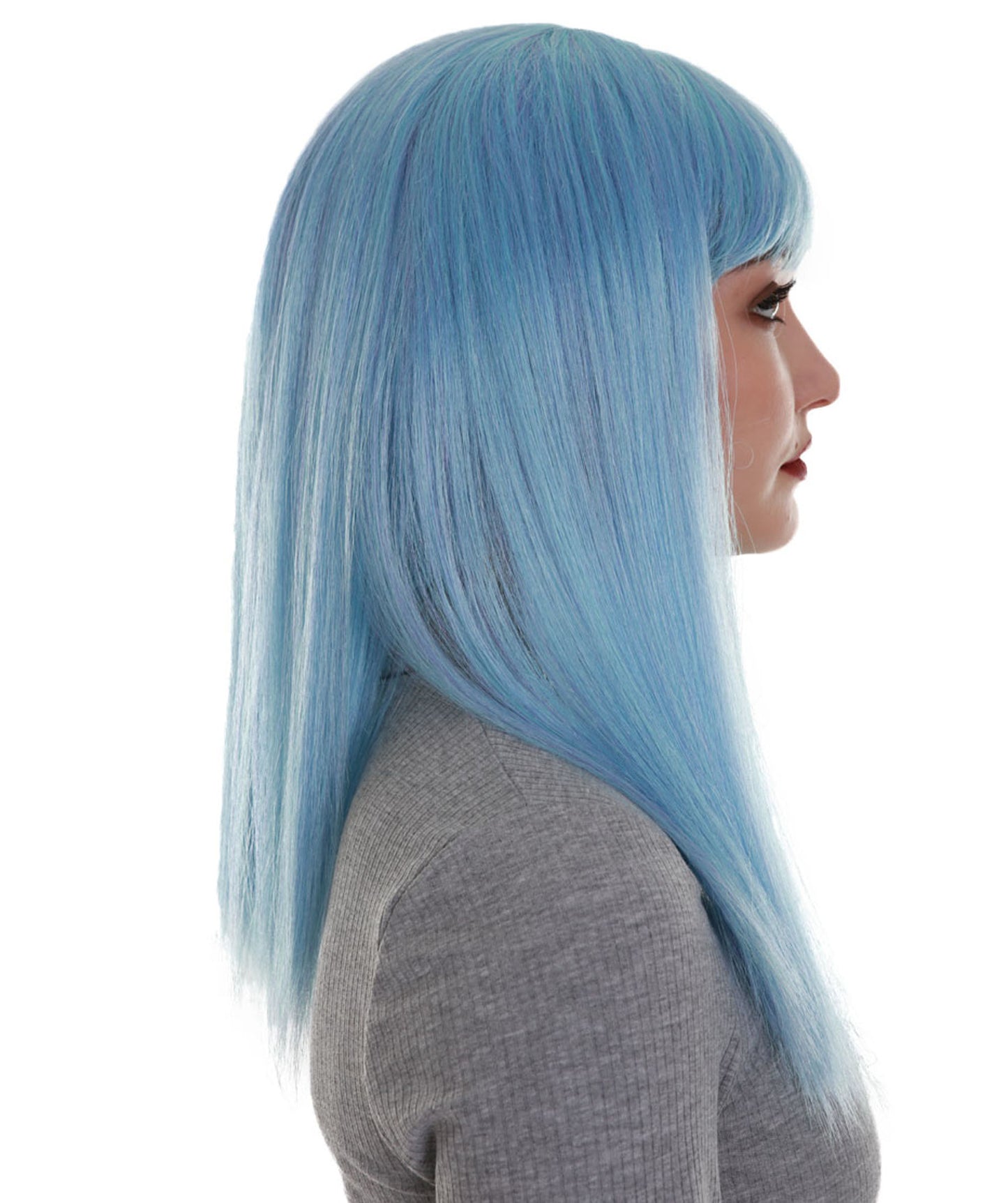 ハロウィンパーティープレミアム H-5293 女性用 アイシーブルー ストレート ショルダーレングス トレンディ ドリームシクルウィッグ ブルー