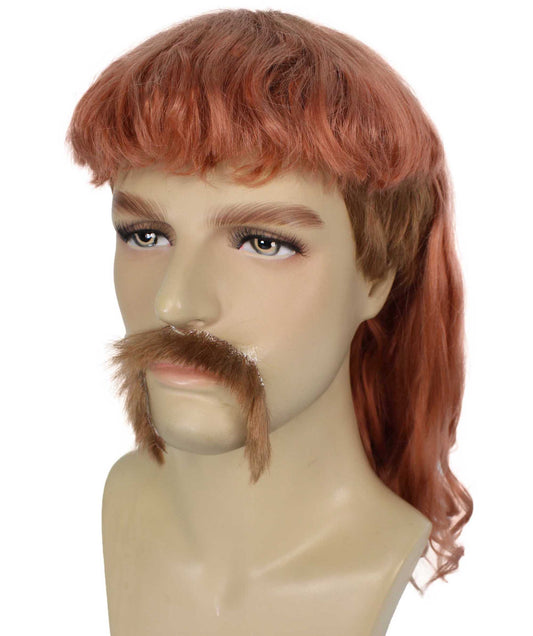 ハロウィンパーティープレミアムメンズH-5565_ABRオーバーンブラウンマレットウィッグとヒゲセット
