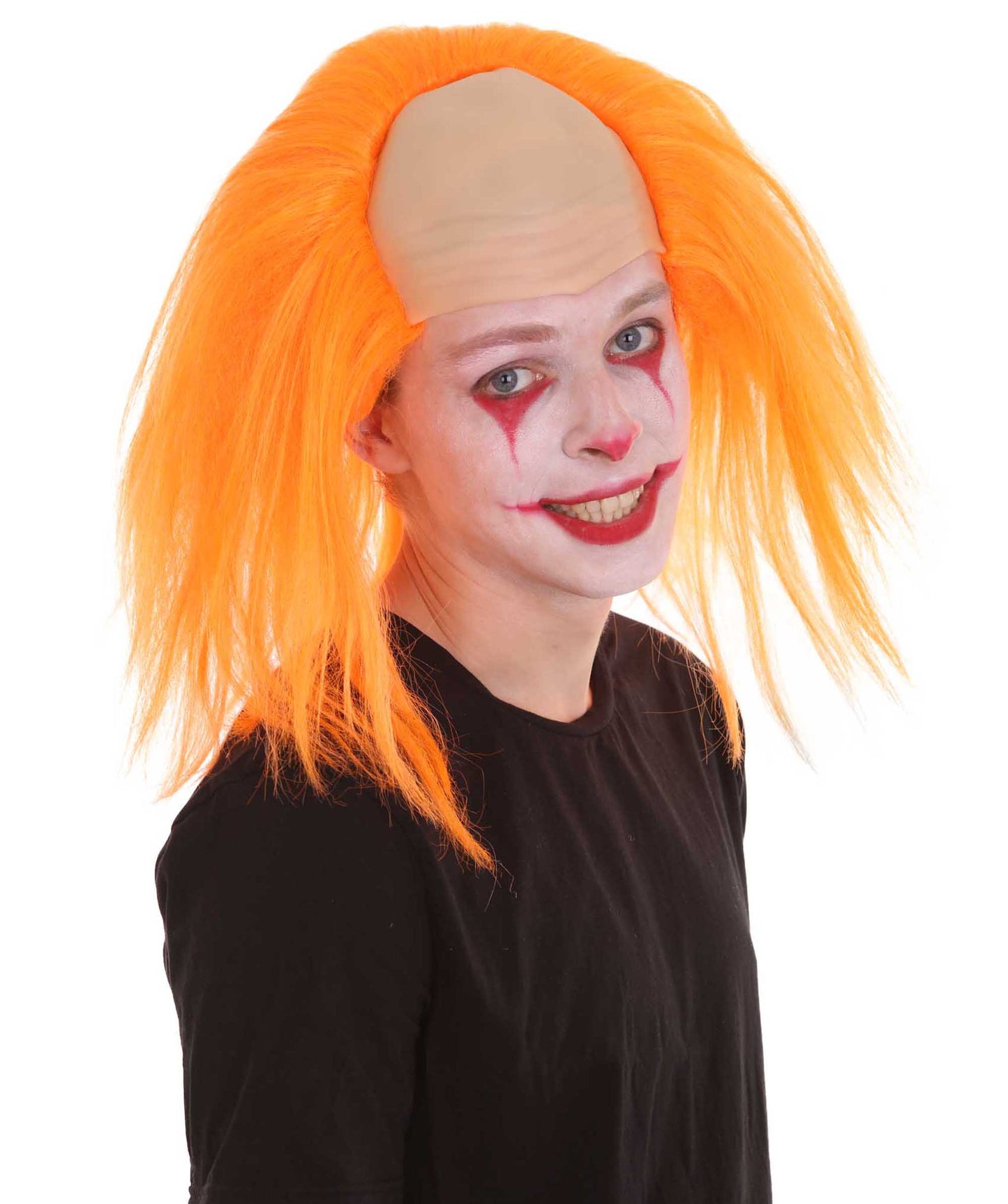 大人用ハーフボールド面白い男性用オレンジウィッグ H-4924 ハロウィンにぴったり 軽量難燃性合成ファイバー