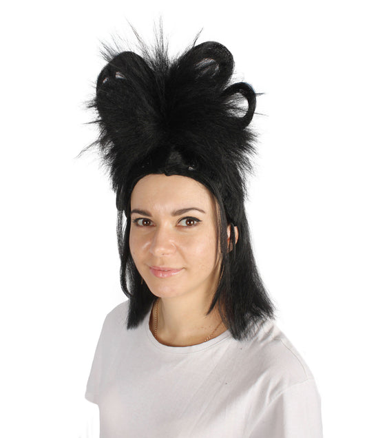 プレミアムレディースH-5938 アメリカンアーティストドラッグブラックウィッグ ハロウィンに最適 難燃性合成繊維