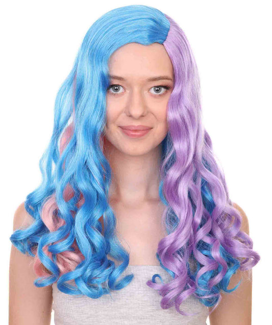 プレミアムハロウィンパーティーレディ H-5454 ミディアムレングス ウェービー ハロウィンアニメレインボーマーメイドフェスティバルウィッグ