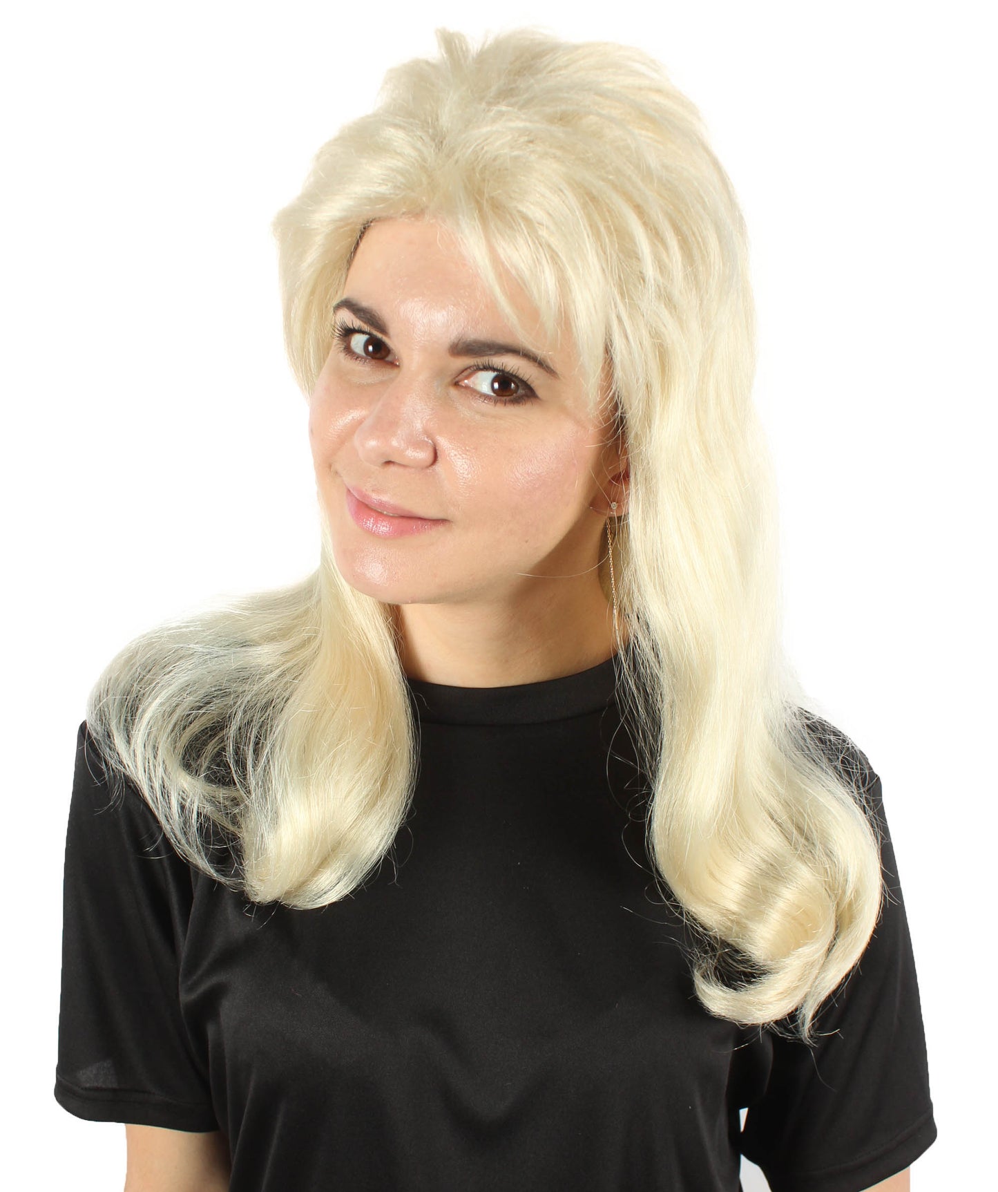 ハロウィンパーティプレミアムレディース H-5748 ヴィンテージカーリー60年代ヘアスタイルブロンド前髪付きウィッグ